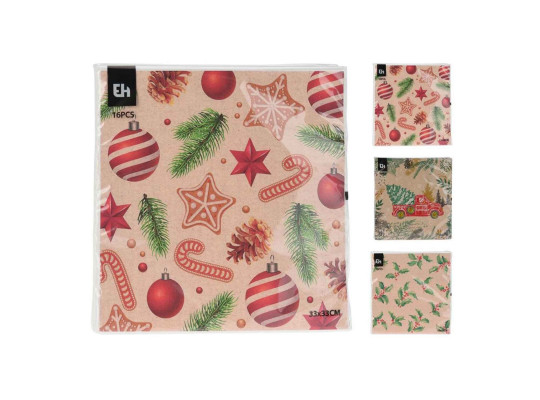 Декоративная салфетка KOOPMAN 602500500 NAPKINS 33x33CM 16PCS 3ASS (217750)