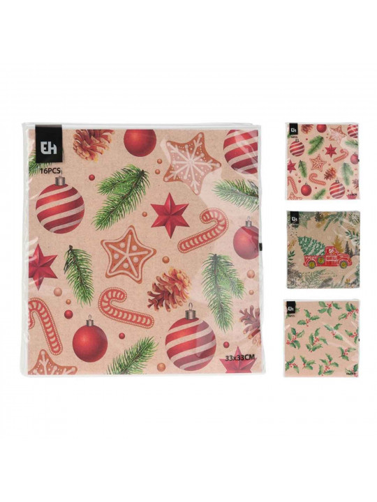 Դեկորատիվ անձեռոցիկ KOOPMAN 602500500 NAPKINS 33x33CM 16PCS 3ASS (217750)