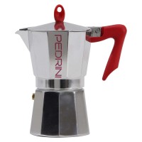 Coffee maker PEDRINI 9085-0 POLISHED ALU. RED HANDLE 9 CUPS 