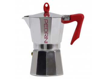 Սրճեփ PEDRINI 9085-0 POLISHED ALU. RED HANDLE 9 CUPS 