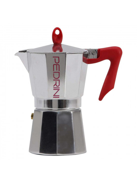 Սրճեփ PEDRINI 9085-0 POLISHED ALU. RED HANDLE 9 CUPS 