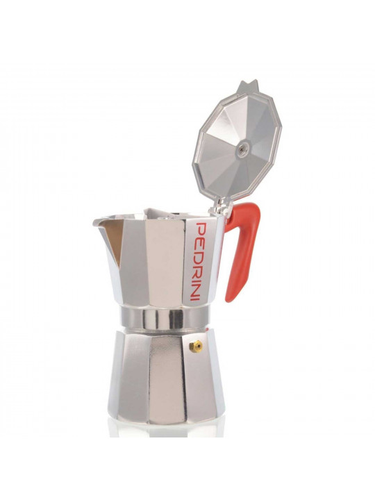 Սրճեփ PEDRINI 9085-0 POLISHED ALU. RED HANDLE 9 CUPS 