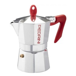 Coffee maker PEDRINI 9087-0 POLISHED ALU. RED HANDLE 4 CUPS 