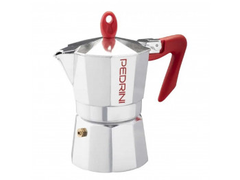 Սրճեփ PEDRINI 9087-0 POLISHED ALU. RED HANDLE 4 CUPS 