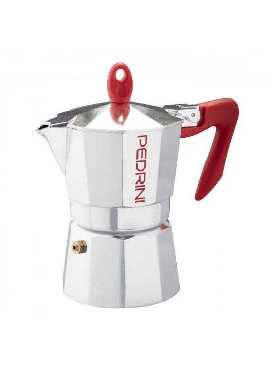 Սրճեփ PEDRINI 9087-0 POLISHED ALU. RED HANDLE 4 CUPS 