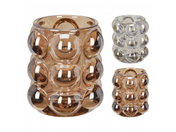 Candlestick KOOPMAN CANDLE HOLDER GLASS 9CM 2ASS (146722) (AC6310010)