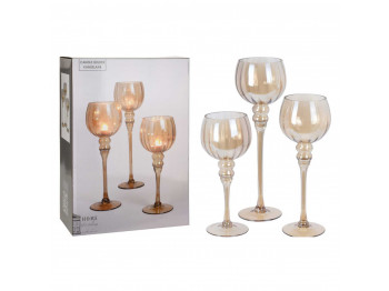 Подсвечник KOOPMAN CANDLEHOLDER SET 3 AMBER LUSTER (643269) (AC7200030)