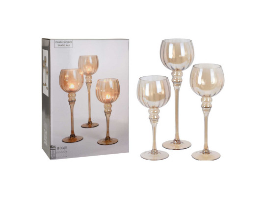 Подсвечник KOOPMAN CANDLEHOLDER SET 3 AMBER LUSTER (643269) (AC7200030)