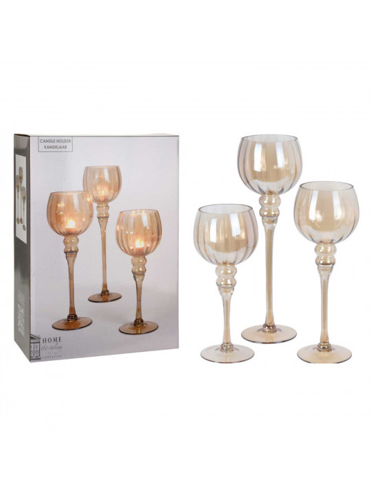 Подсвечник KOOPMAN CANDLEHOLDER SET 3 AMBER LUSTER (643269) (AC7200030)