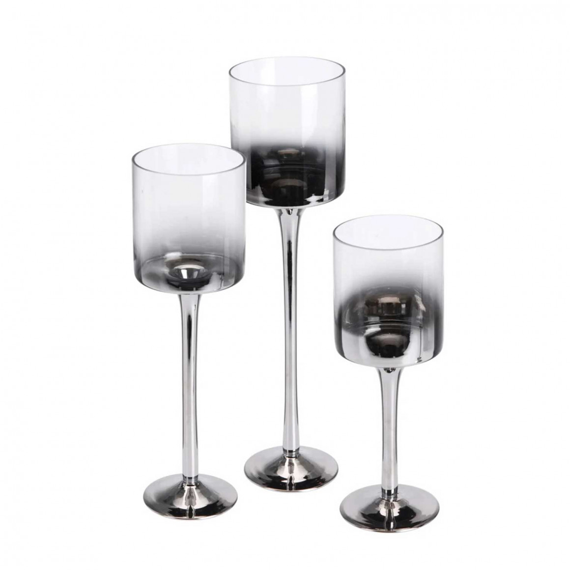 Подсвечник KOOPMAN CANDLEHOLDER SET 3 SILVER GLASS (643214) (AC7200010)