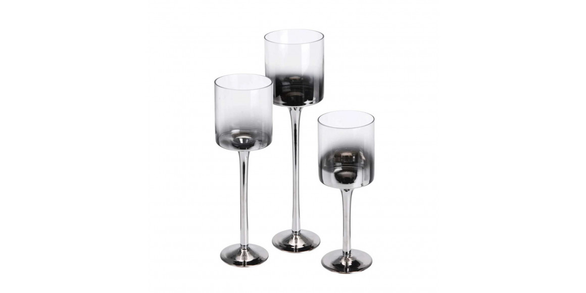 Подсвечник KOOPMAN CANDLEHOLDER SET 3 SILVER GLASS (643214) (AC7200010)