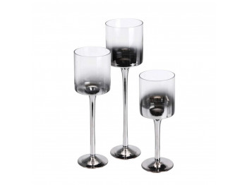 Մոմակալ KOOPMAN CANDLEHOLDER SET 3 SILVER GLASS (643214) (AC7200010)