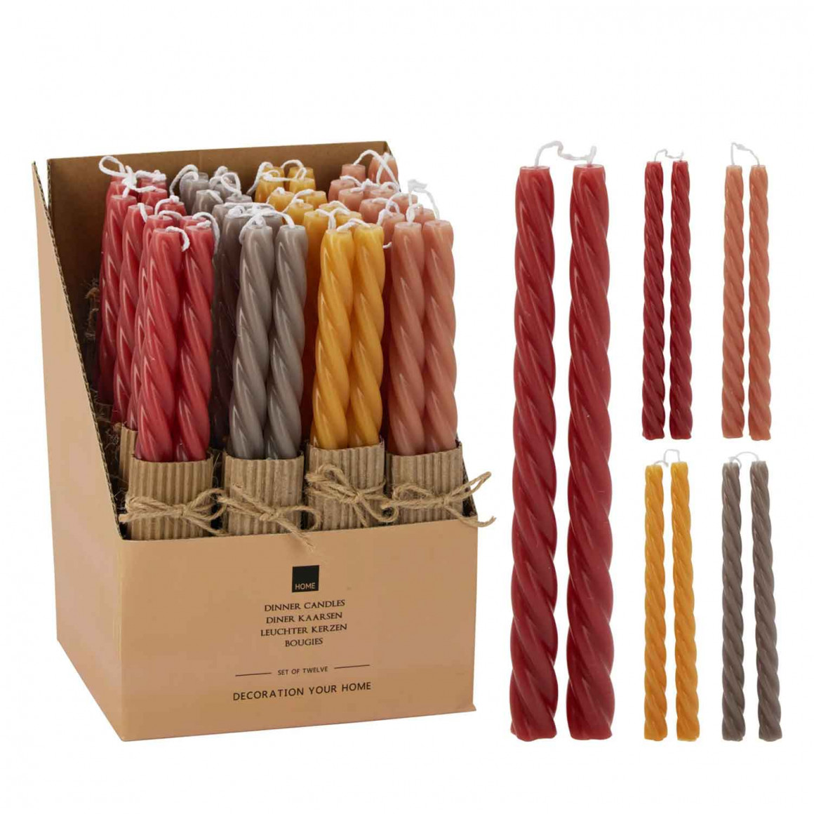 Candle KOOPMAN DINNER CANDLE 25CM 4ASS CLR (641333) (ACC703190)