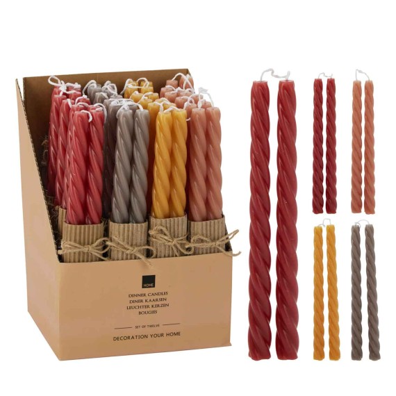 Свеча KOOPMAN DINNER CANDLE 25CM 4ASS CLR (641333) (ACC703190)