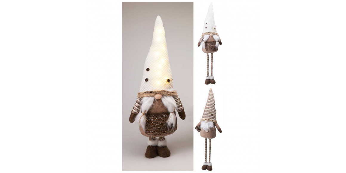 Новогодные декоративные аксессуары KOOPMAN GNOME WITH LED BROWN 36CM 2ASS (650908) (APF661660)