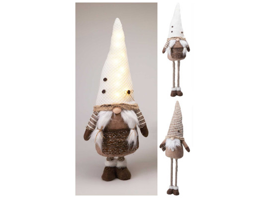 Новогодные декоративные аксессуары KOOPMAN GNOME WITH LED BROWN 36CM 2ASS (650908) (APF661660)