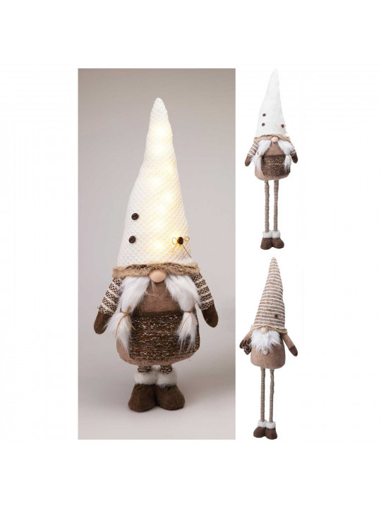 Новогодные декоративные аксессуары KOOPMAN GNOME WITH LED BROWN 36CM 2ASS (650908) (APF661660)