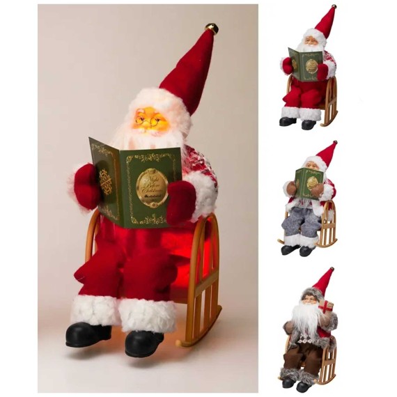 N/y decorate objects KOOPMAN SANTA ON CHAIR 25CM 3ASS LED (696555) (ADJ000220)