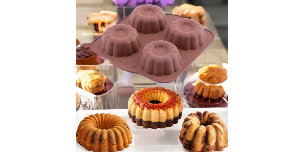 Ֆորմա SILICOLIFE SL007E 4 HOLE CLOVER SHARP MUFFIN CAKE MOLD 