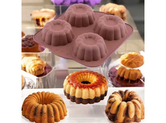 Forma SILICOLIFE SL007E 4 HOLE CLOVER SHARP MUFFIN CAKE MOLD 