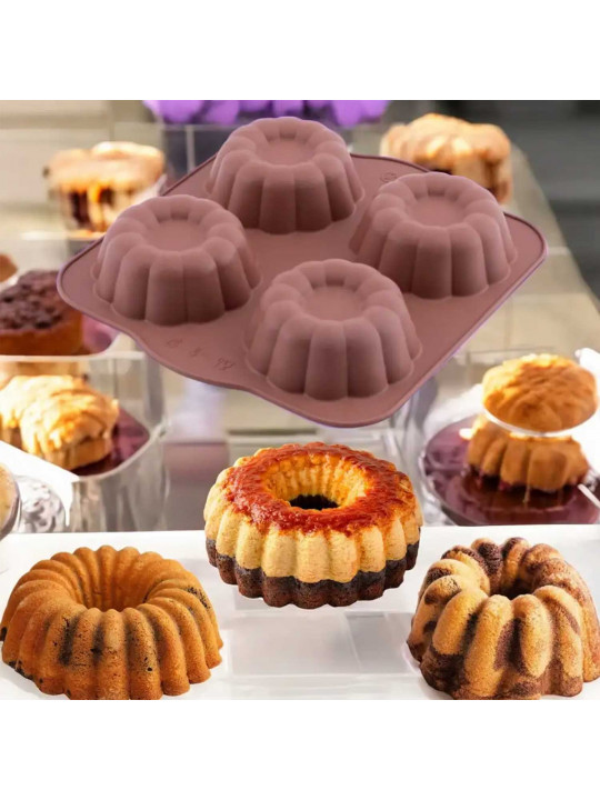 Ֆորմա SILICOLIFE SL007E 4 HOLE CLOVER SHARP MUFFIN CAKE MOLD 