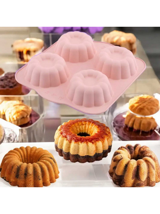 Ֆորմա SILICOLIFE SL007E 4 HOLE CLOVER SHARP MUFFIN CAKE MOLD 