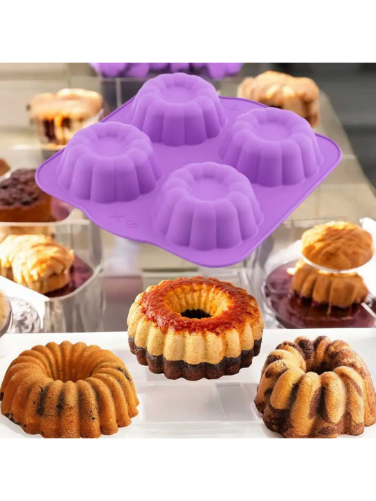 Ֆորմա SILICOLIFE SL007E 4 HOLE CLOVER SHARP MUFFIN CAKE MOLD 