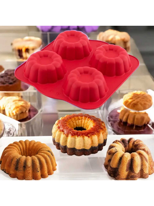 Ֆորմա SILICOLIFE SL007E 4 HOLE CLOVER SHARP MUFFIN CAKE MOLD 