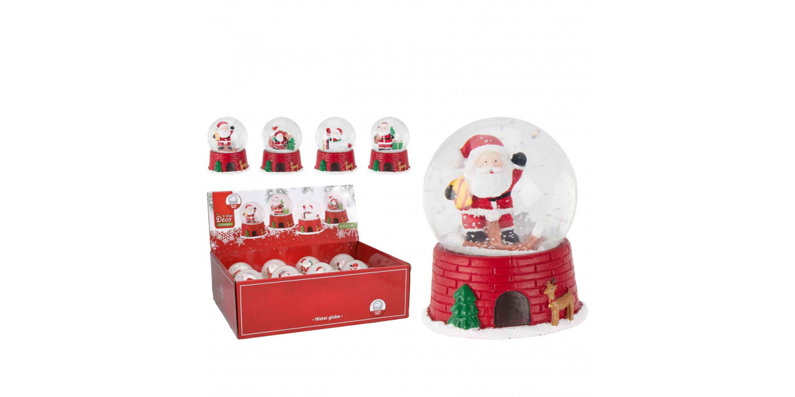 Ամանորյա դեկորատիվ առարկաներ KOOPMAN WATERBALL 85MM SANTA 4ASS (547154) (AMA004030)
