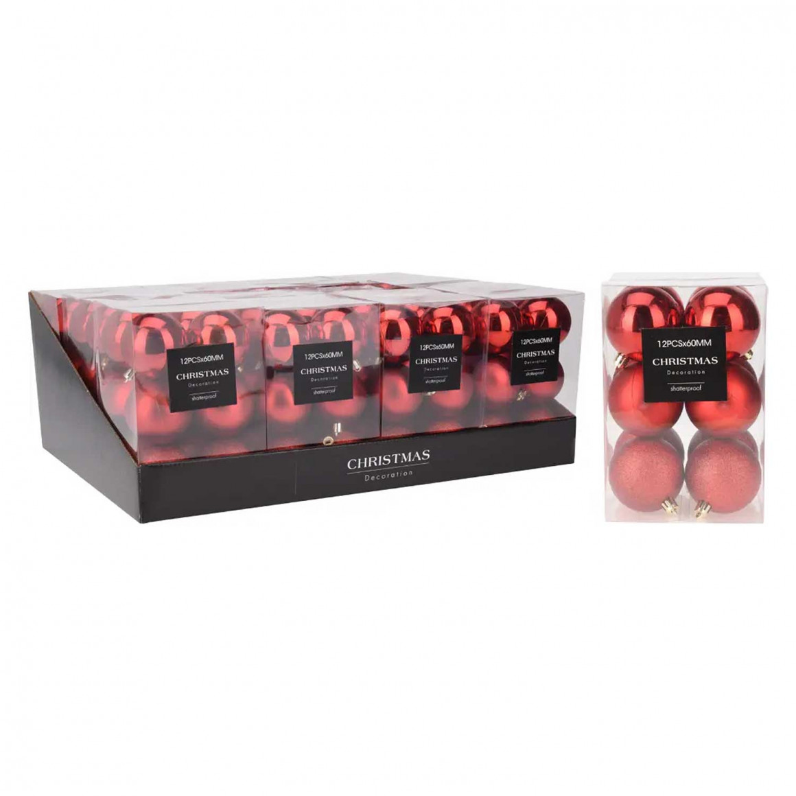 Ամանորյա դեկորատիվ առարկաներ KOOPMAN XMAS BALL 12X60MM RED (096867) (AVS100620)