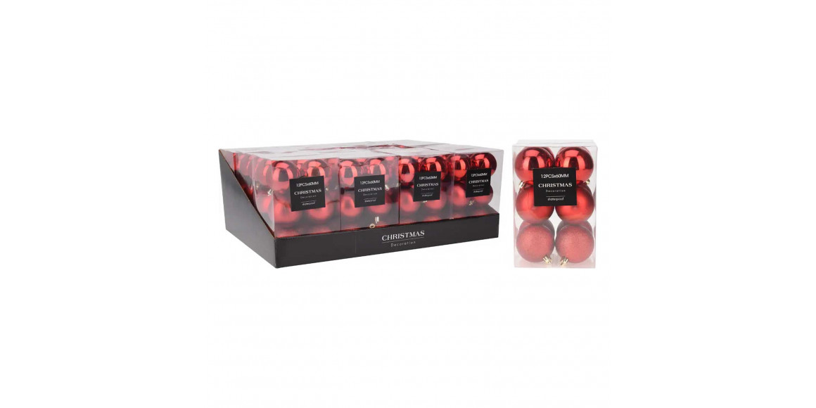 Ամանորյա դեկորատիվ առարկաներ KOOPMAN XMAS BALL 12X60MM RED (096867) (AVS100620)