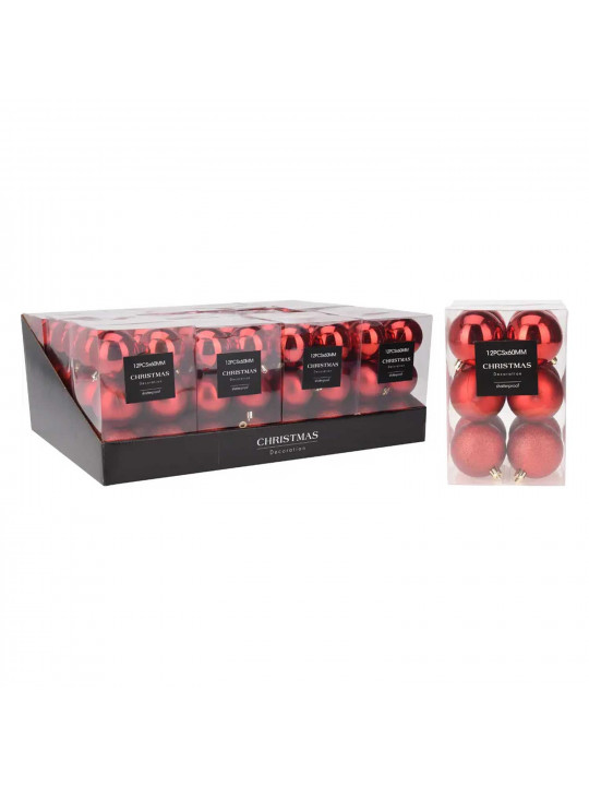 N/y decorate objects KOOPMAN XMAS BALL 12X60MM RED (096867) (AVS100620)