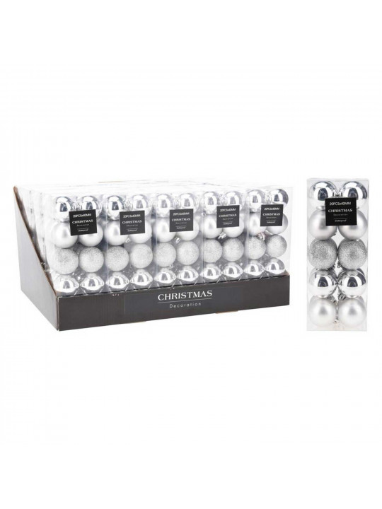 Новогодные декоративные аксессуары KOOPMAN XMAS BALL 20X 40MM SILVER (097741) (AVS100210)