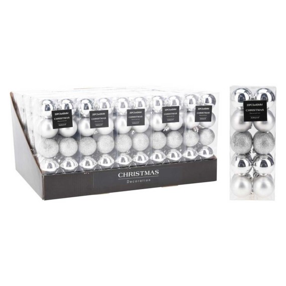 Ամանորյա դեկորատիվ առարկաներ KOOPMAN XMAS BALL 20X 40MM SILVER (097741) (AVS100210)