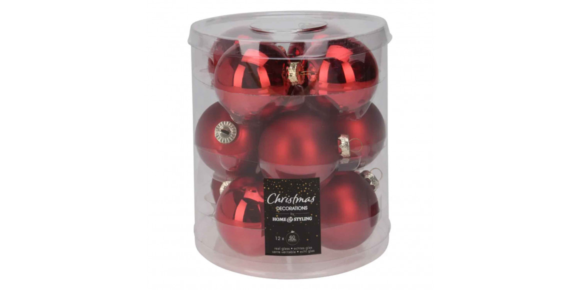 N/y decorate objects KOOPMAN XMAS BALL 60MM S12 RED (910401) (ARB103520)