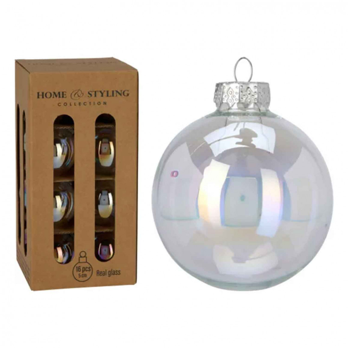 Новогодные декоративные аксессуары KOOPMAN XMAS BALL 60MM SET 16PC IRIDESCENT (598880) (ARB200430)