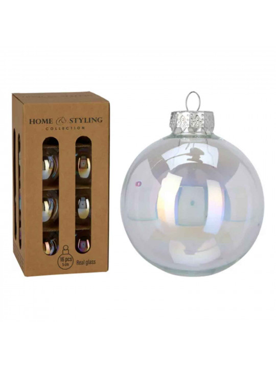 Новогодные декоративные аксессуары KOOPMAN XMAS BALL 60MM SET 16PC IRIDESCENT (598880) (ARB200430)