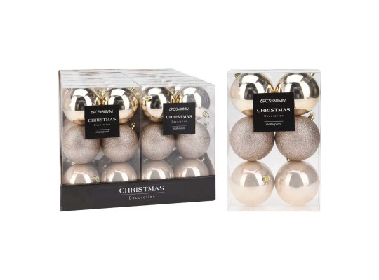 Новогодные декоративные аксессуары KOOPMAN XMAS BALL 6X80MM CREAM (242912) (AVS100850)