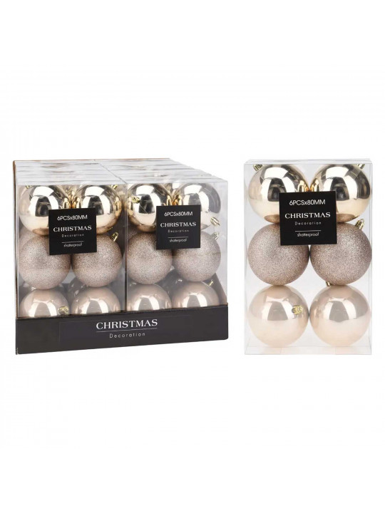 N/y decorate objects KOOPMAN XMAS BALL 6X80MM CREAM (242912) (AVS100850)