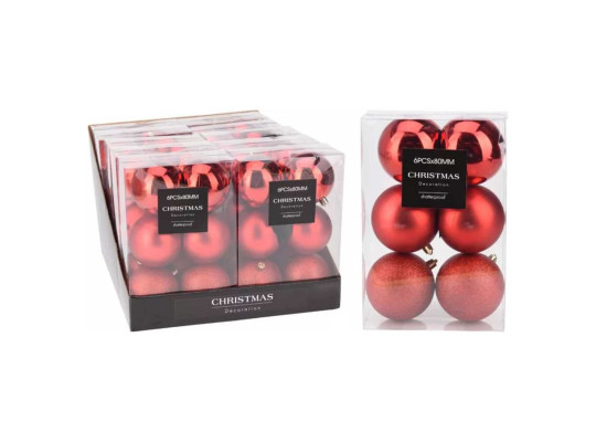 Новогодные декоративные аксессуары KOOPMAN XMAS BALL 6X80MM RED (242691) (AVS100820)