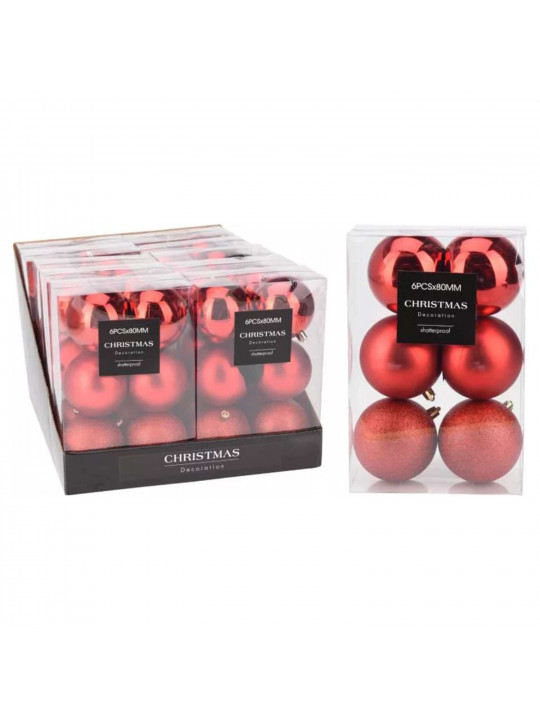 N/y decorate objects KOOPMAN XMAS BALL 6X80MM RED (242691) (AVS100820)