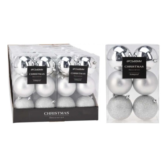 Новогодные декоративные аксессуары KOOPMAN XMAS BALL 6X80MM SILVER (242660) (AVS100810)