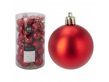Ամանորյա դեկորատիվ առարկաներ KOOPMAN XMAS BALLS SET 60PCS RED (697200) (ACS300420)
