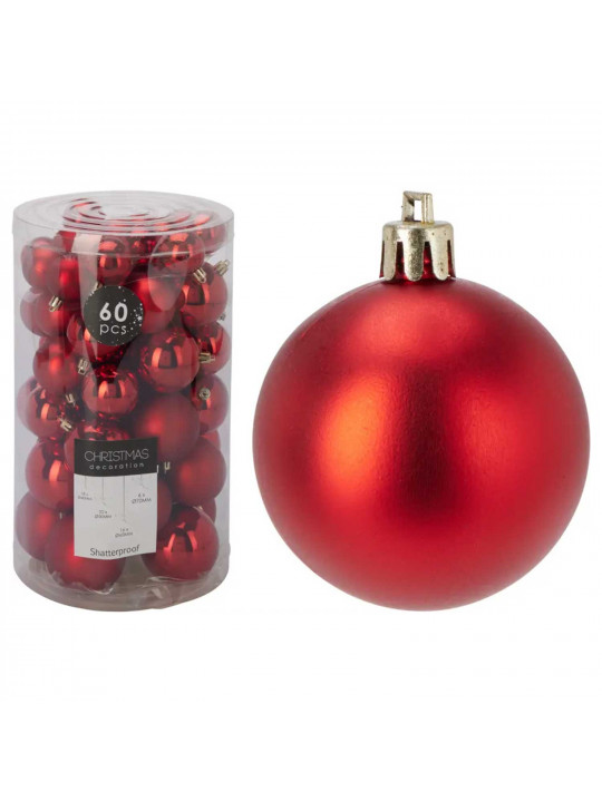 Новогодные декоративные аксессуары KOOPMAN XMAS BALLS SET 60PCS RED (697200) (ACS300420)