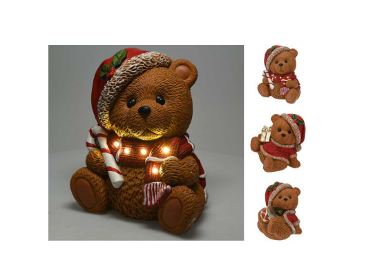 Новогодные декоративные аксессуары KOOPMAN XMAS BEAR LED 29CM 3ASS (102872) (ALX630840)
