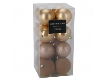 N/y decorate objects KOOPMAN XMASBALL 8CM SET16 GOLD (703055) (CAN310210)