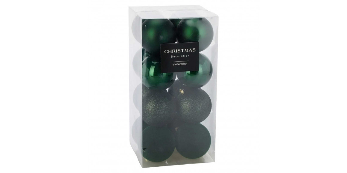 Ամանորյա դեկորատիվ առարկաներ KOOPMAN XMASBALL 8CM SET16 GREEN (703147) (CAN310230)