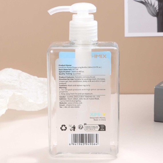 Пустые  бутылка для жидкого мыла XIMI 6941963949064 PUMP DISPENSING BOTTLE (949064)