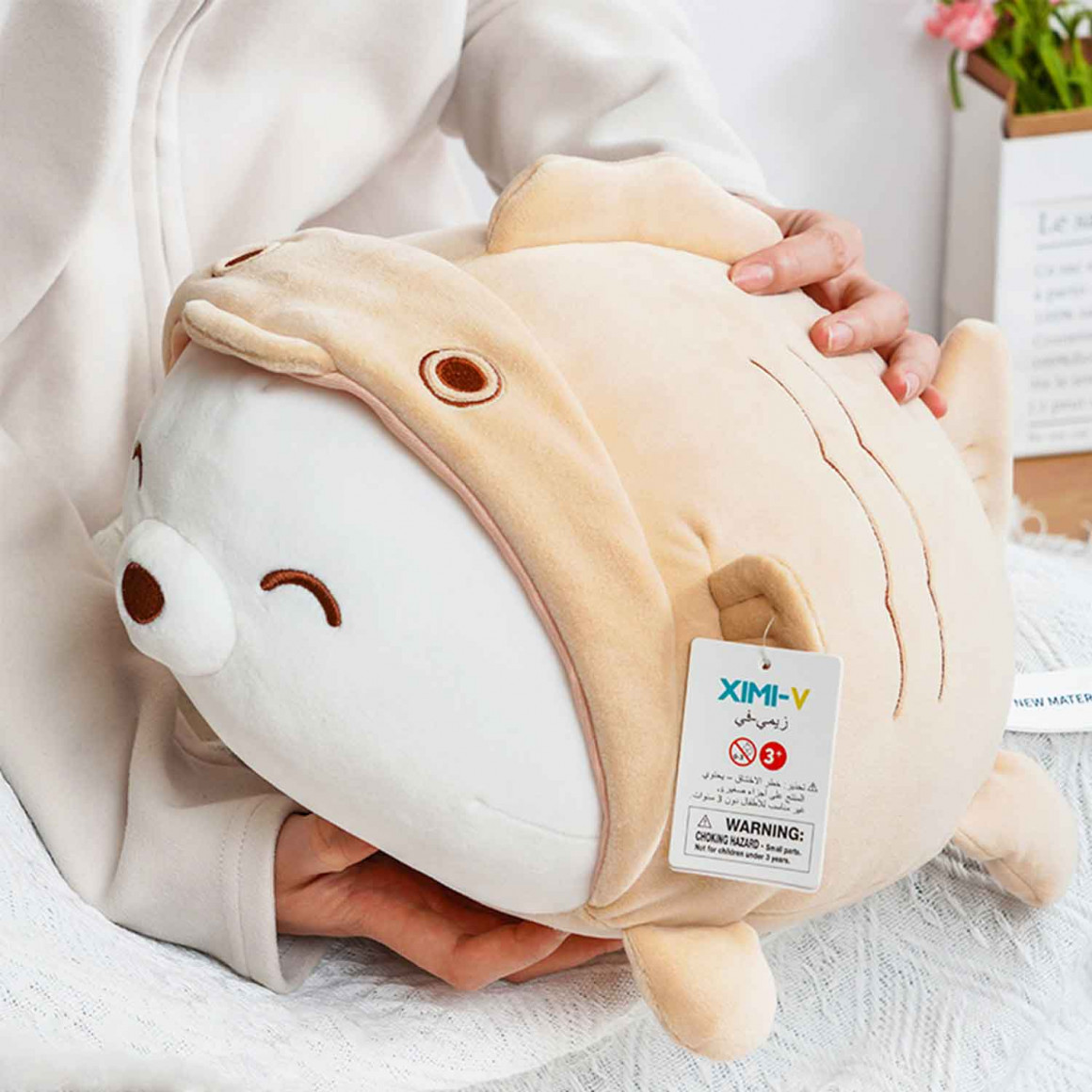 Toys soft XIMI 6941963949859 LYING SERIES FISH COAT WHITE BEAR PLUSH DOLL (3949859)