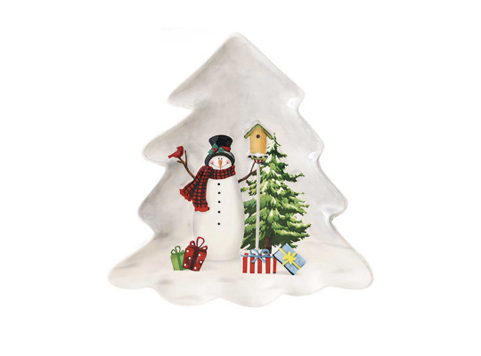 Керамические и стеклянные контейнеры XIMI 6942156222131 CHRISTMAS COUNTRY SNOWMAN SERIES TREE PLATE (222131)